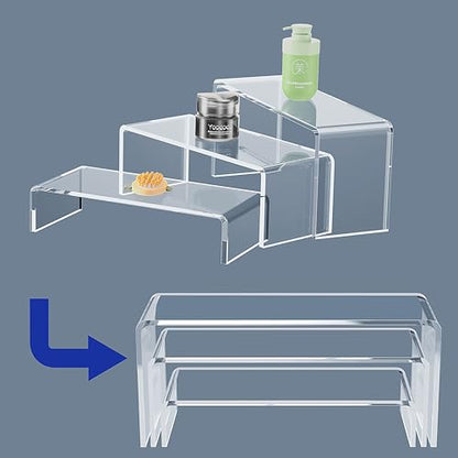 6 Pack Clear Acrylic Display Risers, Tiered Stands for Collectibles, Figures, Perfume, Retail Countertops and Shelves - color: Clear, size: 6PCS