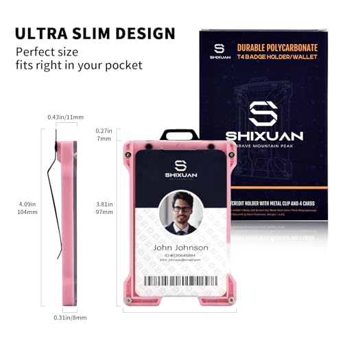 ID Badge Holder with Retractable Clip, Credit Card Holder, Keychain Wallet, Name Badge Holders, Business Card Holder, and Money Clip for Men and Women (Pink) - color: Pink