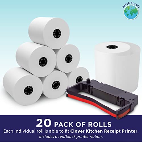 PaperPlanet White Bond Paper for Clover Kitchen Printer 20 Rolls & 1 Ribbon - size: 20 Rolls & 1 Ribbon