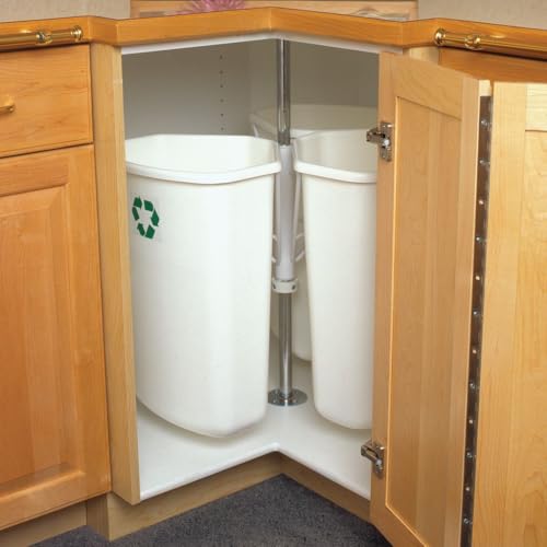 Knape & Vogt RRC28K-W Revolving Recyling Center with Three Removable 32 Quart Bins