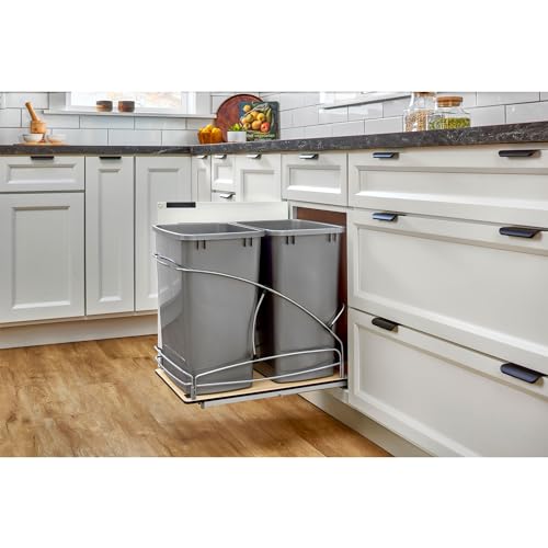 Rev-A-Shelf Double Pullout Trash Can w/Soft-Close Slides, 14.5" Min Opening - size: 35 QT Double, 14.5"W