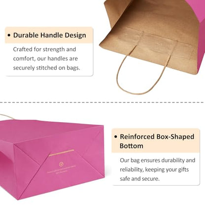 BagDream Small Gift Bags with Handles 5.25x3x8 Inch Pink 100 Pack Bulk - color: Pink