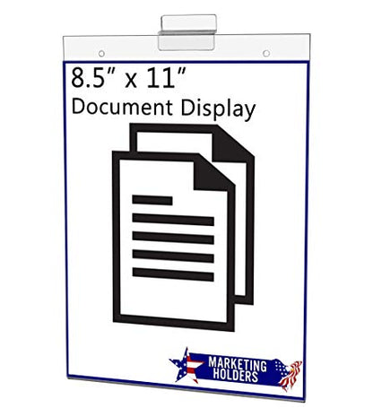 Marketing Holders 6 Pack Slatwall Sign Holder 8.5" w x 11" h Sleeve Clear Acrylic Ad Frame Sign Holder Display Vertical Literature Holder Advertisement Notice Hours Warnings Flyer