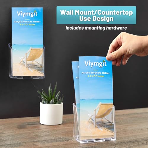 Acrylic Brochure Holder 4 x 9, Clear Pamphlet Holder Display Stand, 2 Pack - size: 4 x 9 Inch