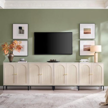 IFGET 123.5" W Modern Arched Sideboard Buffet Cabinet with Storage, Cream - color: Cream, size: 4 Pieces