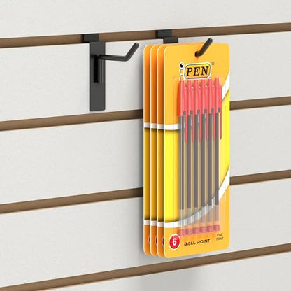 Econoco Slatwall Deluxe Hooks, 2 Inch Display Hooks for Panels, Heavy Duty Metal, Pack of 96, Black - color: Black, size: 2" Length