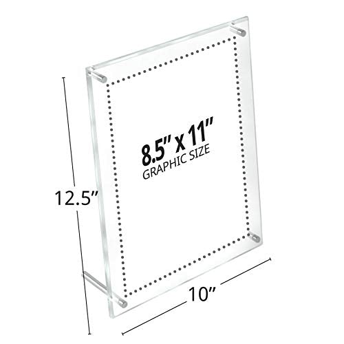 Azar Displays 252952 Beveled Edge L-Frame Acrylic Sign Holder, 8.5" x 11" - Clear Vertical Display Stand for Menus, Flyers, Promotional Material - Durable Plastic Countertop Sign Holder (2-Pack)