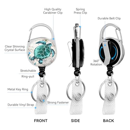 2 Pack Sea Turtle ID Badge Holder with Clip Badge Reels - color: 2 Pack-sea Turtle3