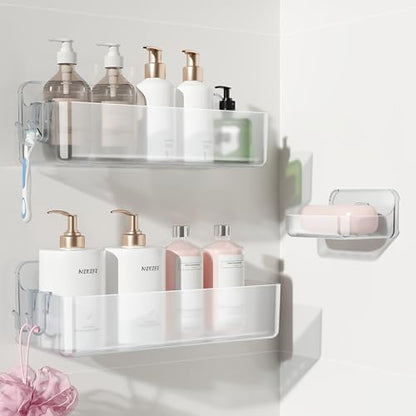 Nieifi Adhesive Shower Shelves, Clear, 3 Pieces - color: A-Clear, size: 3 pieces