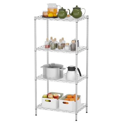 FDW | 4-Tier Wire Shelf | 18" x 12" x 44" | Chrome - color: Chrome, size: 4-Shelf No Wheels
