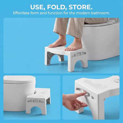 7 Inches Foldable Toilet Stool with Anti-Slip Feet, Squatting Posture Aid for Healthy Pooping, Portable Travel Bathroom Foot Support, Easy Storage Assistance Step for Adults