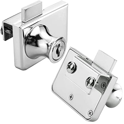 2 Pack Double-Open Glass Door Display Cabinet Display Cabinet Safety Lock, Suitable for 0.2-0.31" Glass Door, Separate Key with Drilling, Zinc Alloy - size: Double door