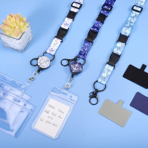 3-Pack Adjustable Cruise Lanyards with Badge Holders and Phone Tabs - color: Style C