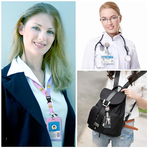 Gctriki Dumpster on Fire Purple Lanyards for ID Badges and Keys, Retractable Badge Reel Heavy Duty with Carabiner Clip, Funny I'm Fine ID Badge Holder with Lanyard, Teacher Nurse Women Office Gifts - color: Dumpster Colorful