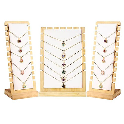 Necklace Display Stands for Selling Necklace Holder Set 3PCS Beige - color: Beige