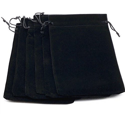 6pcs 7" X 5" Velvet Cloth Jewelry Pouches/Drawstring Bags (Black)