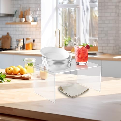 CLAY TONIC 2 PC 12" Large Clear 5mm Thickness Acrylic Display Risers Stand - size: 12''x 7.75''x 6''