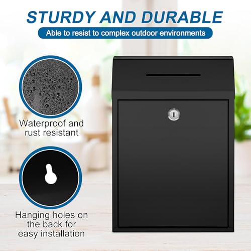Yaocom Metal Money Box,Black,11.81 x 8.58 x 4.72 Inch,No Lid - color: Black, size: 11.81 x 8.58 x 4.72 Inch, style: No Lid
