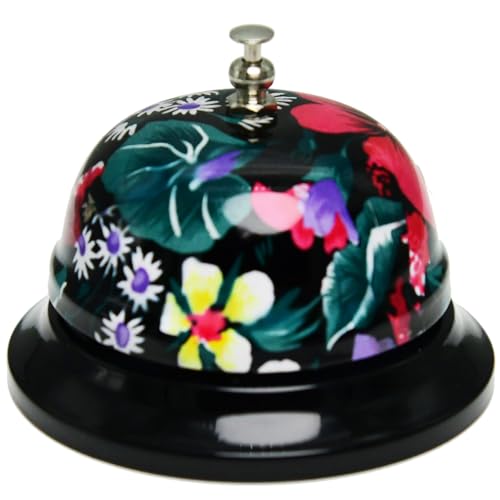 Call Bell Desk Service Bell Ding Bell for Restaurant Hotel Room Kitchen Party Office Elderly Large Black Floral Pattern Bell,3.3 inch - color: Black Yellow-pattern