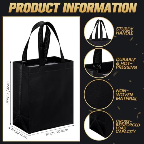 Eccliy 80 Pcs Reusable Gift Bags, Medium, Black - color: Black, size: Medium