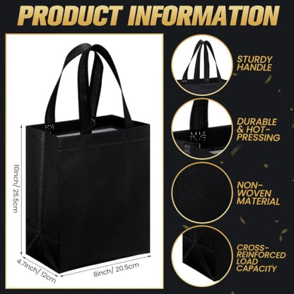 Eccliy 80 Pcs Reusable Gift Bags, Medium, Black - color: Black, size: Medium