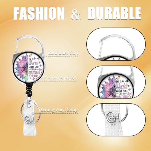Be Kind Lanyards for ID Badges,Colorful Sunflower Butterfly ID Badge Holder with Lanyard Retractable Badge Holder/Reel Lanyard, Teacher Student Office Gifts - color: Sunflower Be Kind