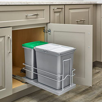 Rev-A-Shelf Undermount Trash Can & Recycle Bin w/Soft-Close, 15L/8L