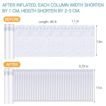 PerKoop 12''x85' Inflatable Air Pillows for Shipping Large Bubble Cushioning Wrap Packing with Pump Bubble Cushioning Wrap Roll with Fragile Stickers for Heavy Duty Moving Protection - size: 12"x85'