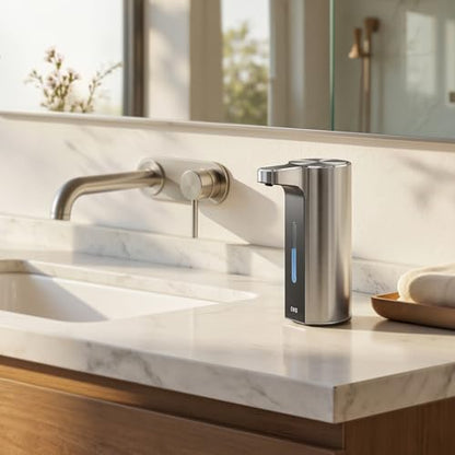 EKO Aroma Pro 13.5 fl oz Touchless Automatic Liquid Soap Dispenser, Rechargeable Hand & Dish Soap Dispenser for Bathroom and Kitchen, Waterproof, Adjustable Volume Control (Stainless Steel) - color: Stainless Steel, size: 13.5 oz