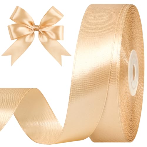 Champagne Satin Ribbon, 1 Inch, 50 Yards - color: champagne