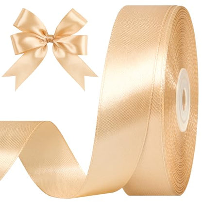 Champagne Satin Ribbon, 1 Inch, 50 Yards - color: champagne