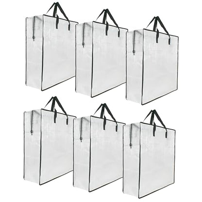 6 Pack Clear Storage Bags with Zipper and Handles, Blanket Bags For Closet Storage, Moving and Packing Supplies for College, Underbed Storage Organizer for Clothes Pillow Bedding Christmas Wreath - style: 6 Middle zipper
