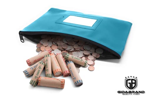 Money Bank Deposit Bag with Zipper, Cash Pouch, Light blue, 11x6 in, 1 Pack