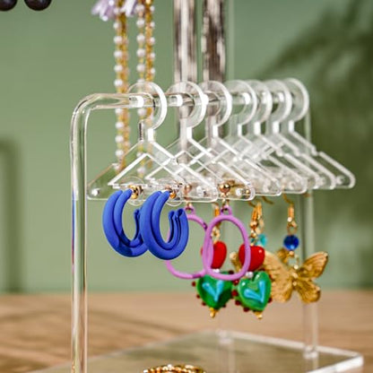 NiHome 2-Tier Earring Holder Organizer, 48 Pairs Acrylic Display, Clear - color: Clear, size: Without Tray