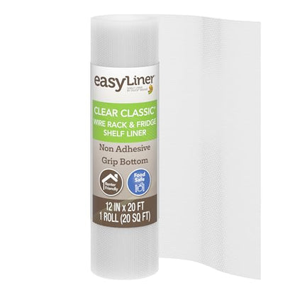 Duck EasyLiner Clear Classic Non Adhesive Shelf Liner, 12 in x 20 Ft 1 Roll - size: 12-Inch x 20 Feet