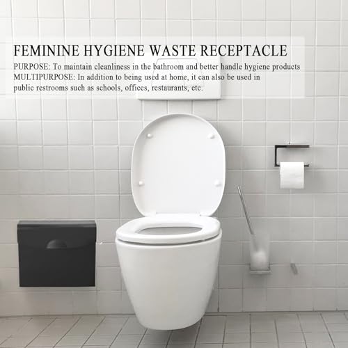 Sanitary Napkin Disposal Receptacle,9.4x7.8x3.5 inches Black - color: Black