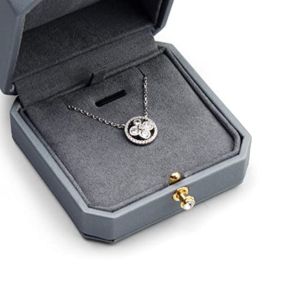 Premium Leather Necklace Pendant Box Jewelry Gift Box Jewelry Necklace Earrings Gift Box - color: Grey, size: Pendant Box