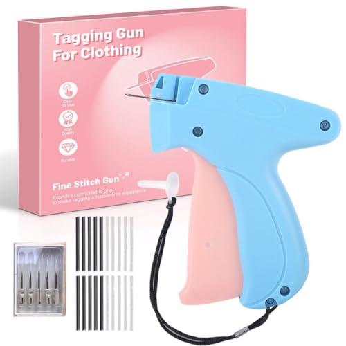 Stitch Gun for Clothes, Quick Clothing Fixer,Retail Tagging Gun for Clothing,ncludes 6 Needlesand 1000 white & 1000 Black Mini Fasteners PINK-BLUE - color: PINK-BLUE
