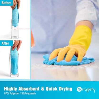 Orighty Microfiber Cleaning Cloth - 24 Pack, Blue Cleaning Rags 12x11 inch - color: Blue, size: 24 Pack
