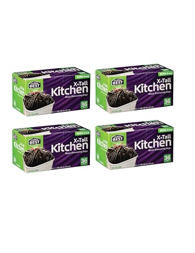Heavy-Duty Trash Bags – 144 count, 18 Gallon Black, Ultra Thick Drawstring Garbage Bags – Leak-Resistant for Home & Commercial Use, Big Trash Bags - color: Black, size: 1 Count (Pack of 144)