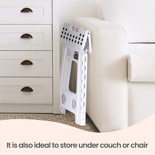 Delxo 17.5 Inch Folding Step Stool,Foldable Step Stool for Adults White - color: White, size: 17.5 Inch