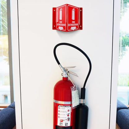 Faittoo Fire Extinguisher Sign, Fire Extinguisher with Down Arrow - 3 Pack 6 x 8 Inches V-Shaped Acrylic Plastic, 4 Pre-Drilled Holes, Includes Matching Screws, Use for Home Office/Business - style: V-shaped 3 Pack