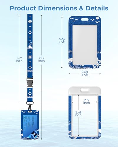 2 Pack Cruise Lanyard for Ship Cards, Printed Design Cruise Ship Lanyards with Heavy Duty ID Badge Holders & Detachable Buckle, Cruise Essentials 2026 for Carnival, Royal Caribbean, MSC, NCL - color: Black+navy Blue