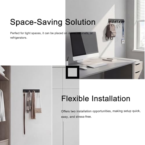 StrugDeas Key Holder for Wall with 2 Self-Adhesive Tapes, Black