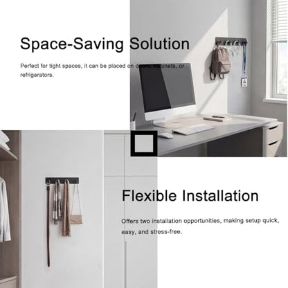 StrugDeas Key Holder for Wall with 2 Self-Adhesive Tapes, Black