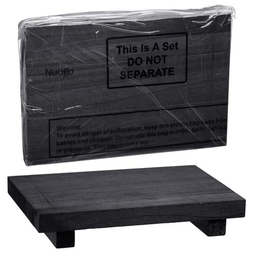Nuogo Wood Pedestal Riser Stand for Kitchen Soap Tray,9 X 6 Inch,Black - color: Black, size: 9 x 6 Inch