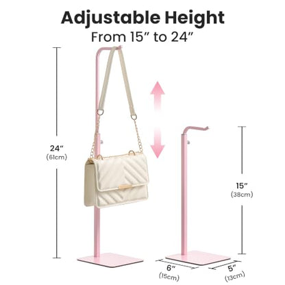 2-Pack Adjustable Tabletop Purse & Banner Display Stands, Pink - color: Pink
