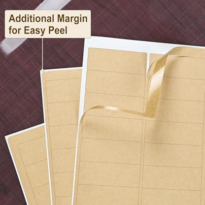 NATURALABEL Kraft Labels for Laser & Inkjet Printers, 1"x2-5/8", 30 Sheets