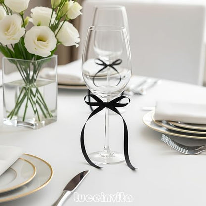 Luceinvita 5" X 7" Black Satin Ribbon Bows (50 Packs) - color: Black, size: 5x7 Inch - 50pcs