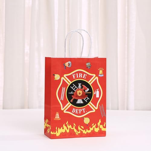 piqiya Fire Truck Party Favor Bags,24pcs Firetruck Gift Treat Goodie Bag for Fire Safety Awareness Events,Firefighter Candy Treat Paper Bag, Gift Bags for Fireman Birthday Party Rescue - color: Firetruck